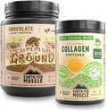 Earth Fed Muscle Vegan Protein &amp Collagen Bundle – Chocolate Plant-Based Protein Powder + Unflavored Collagen Peptides – Clean Recovery &amp Beauty Support – Gluten-Free Dairy-Free Keto Friendl