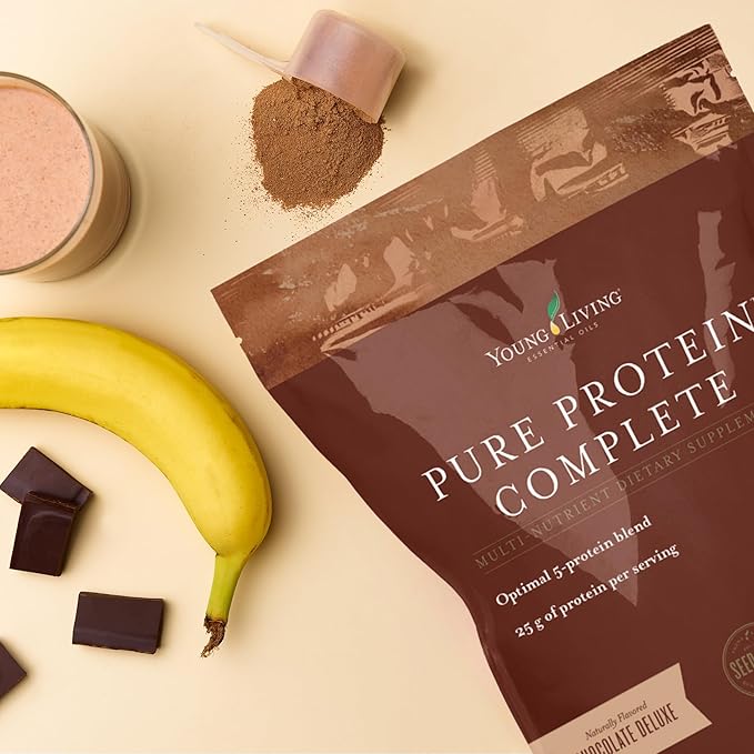 Young Living Pure Protein Complete Chocolate Deluxe 26.0 oz- Support for Lean Muscle and Post-Workout Recovery with Essential Oils and Probiotics for Fitness