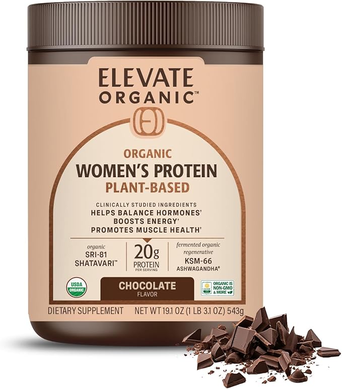 Women’s Plant Protein Powder Chocolate Pea Protein with KSM-66 Ashwagandha® Organic SRI-81™ Shatavari &amp Acti Veda™ (20g Protein)