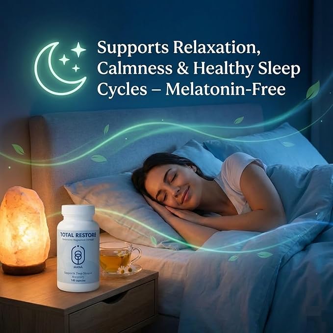 Total Restore Premium Magnesium Blend – Natural Sleep Aid Overnight Recovery – 800mg Magnesium Glycinate Taurate &amp Malate – Melatonin-Freek Best Sleep aids for adults120 Capsules