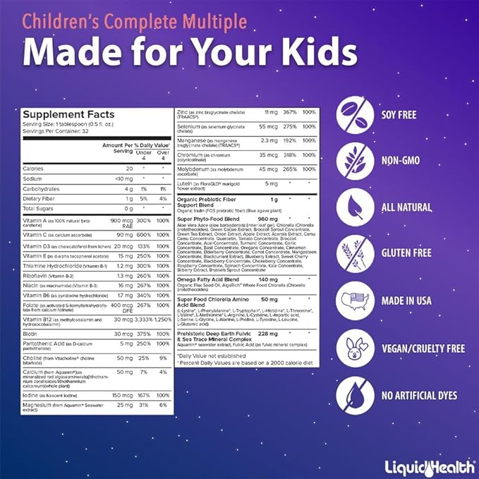 LIQUIDHEALTH Children's Complete Multivitamin &amp Women's Prenatal/Postnatal Liquid Multivitamin for Before During &amp After Pregnancy - Immune Support Health &amp Wellness for Moms &amp Kids