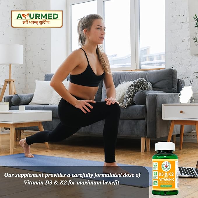 Vitamin D3 10000 IU &amp Vitamin K2 100 mcg with Vitamin C - 120 Capsules - Heart &amp Bone Support Capsule Supplemet - Non-GMO &amp Gluten Free Made in USA