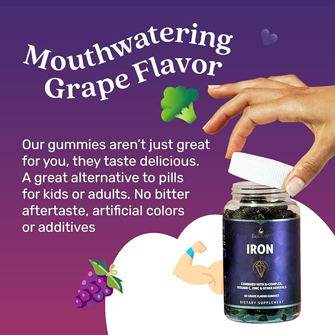 BeLive Iron and Turmeric for Blood Oxygen Energy Immune Support Healthy Skin and Mobility Support