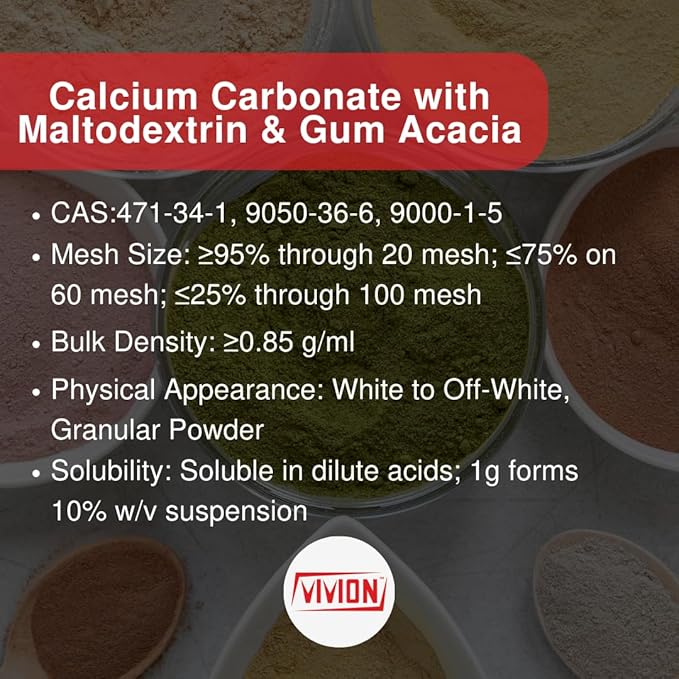 Calcium Carbonate DC Granular with Maltodextrin &amp Gum Arabic - 5000 Grams - Direct Compression USP Pharmaceutical Grade Capsule Excipient - 5 kg (11 lb)