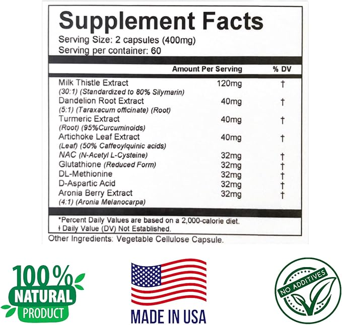 Herbs SRA LiverDetox+ Liver Support Supplement with Milk Thistle Dandelion Turmeric &amp Artichoke Supports Liver Health and Daily Wellness 120 Vegetarian Capsules