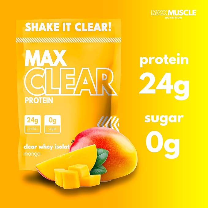 Max Clear Protein | 24g Protein | Clear Whey Isolate | Promotes Muscle Growth Strength and Recovery (Mango)