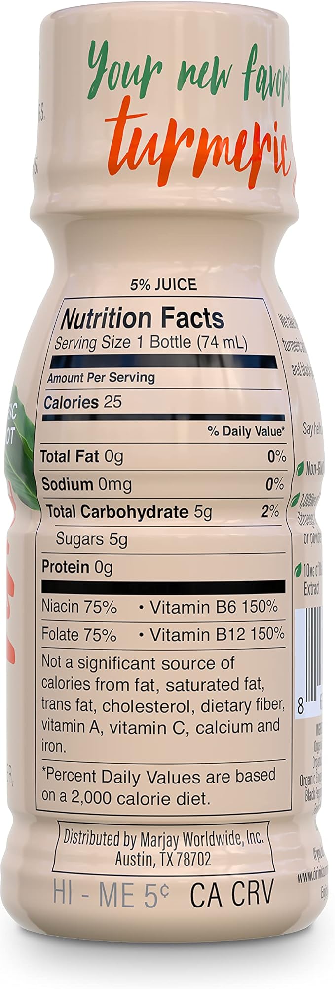 Turmeric Shots - Turmeric with Ginger Citrus &amp Honey | Non-GMO | No Preservatives or Artificial Flavors/Colors/Sweeteners | B Vitamins | Liquid Turmeric (12 Pack)