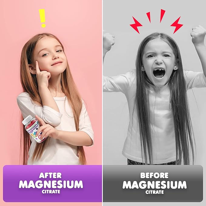 Kids Magnesium 60 Count and Magnesium 60 Count Gummies Sugar-Free - Calm Magnesium Gummies Supplement for Children Sugar-Free Magnesium Calm Chews for Kids &amp Adults