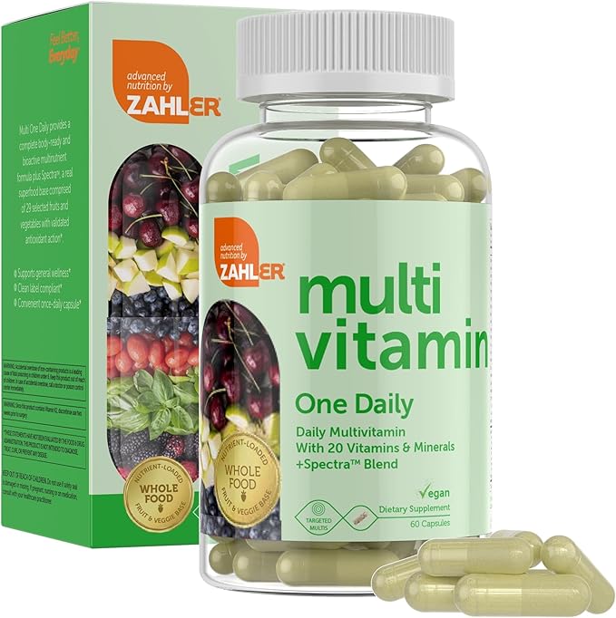 Zahler - One Daily Vegan Multivitamins for Women &amp Men (60 Count) Kosher Essential Vitamins &amp Minerals with Whole Food Spectra Blend - Vegetarian and Vegan Vitamins for Adults