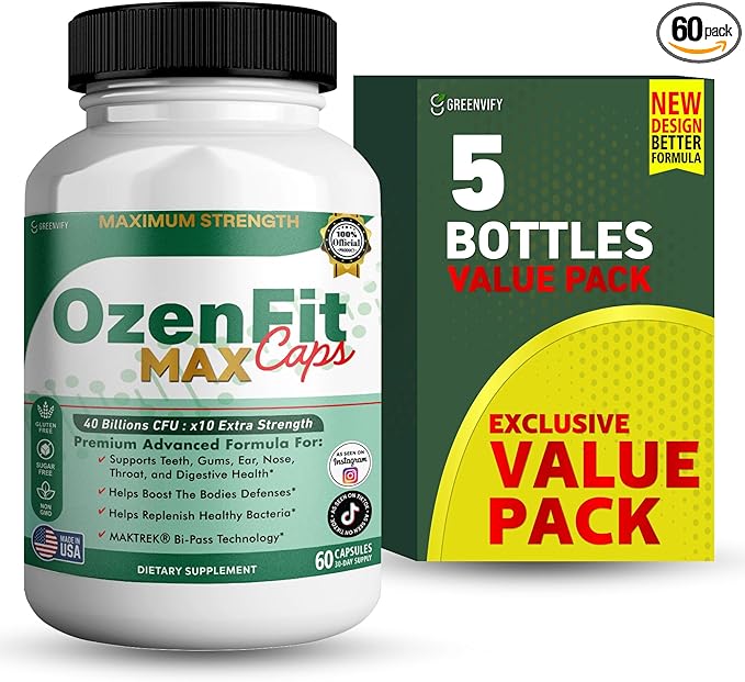 OzenFit Caps Max Probiotic Supplement 40 Billion CFU MAKTREK Bi-Pass Technology 60 Capsules 30-Day Supply (5)
