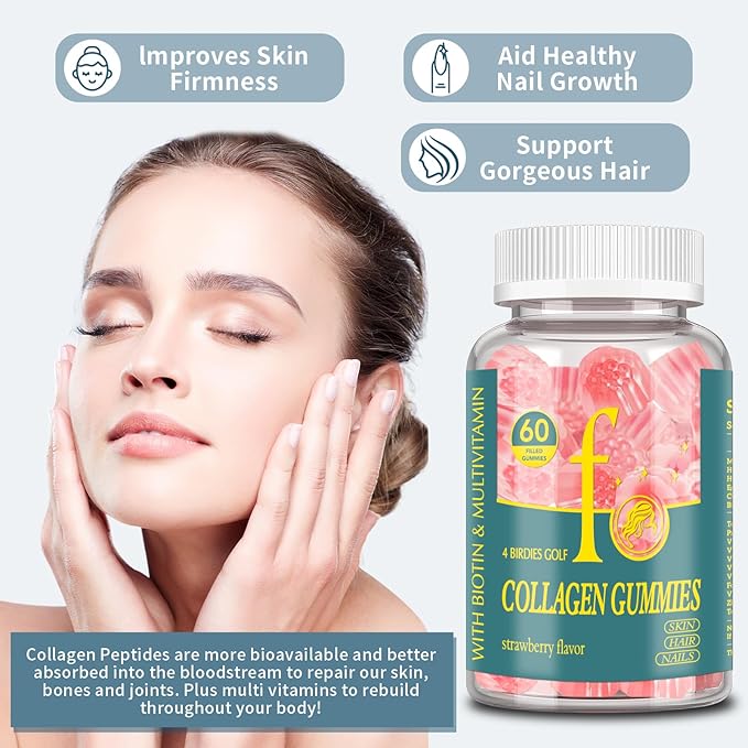 Collagen Gummies for Women Sugar Free Hydrolyzed Collagen Peptides Gummies Type I II III V X with Biotin Zinc Vitamins C A B D E for Skin Hair Nails Bone120 Count