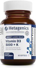 Metagenics Vitamin D3 + K - for Artery Health Immune Support Bone &amp Heart Health* - Vitamin D with MK-7 (Vitamin K2) - Non-GMO - Gluten-Free - 60 Softgels - 5000 IU