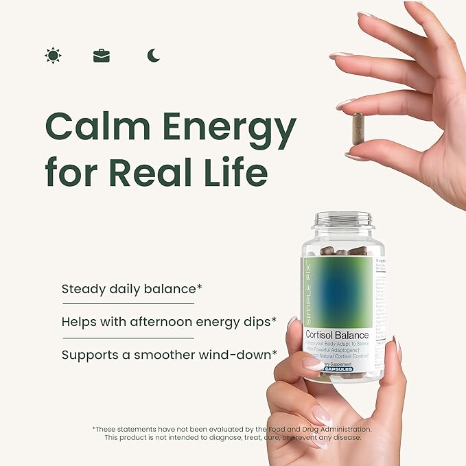 Cortisol Balance Supplement – Supports Stress Focus &amp Daily Energy – with Ashwagandha Rhodiola Rosea L-Theanine Magnesium Zinc &amp B6 – Adaptogen Formula – Vegan Capsules