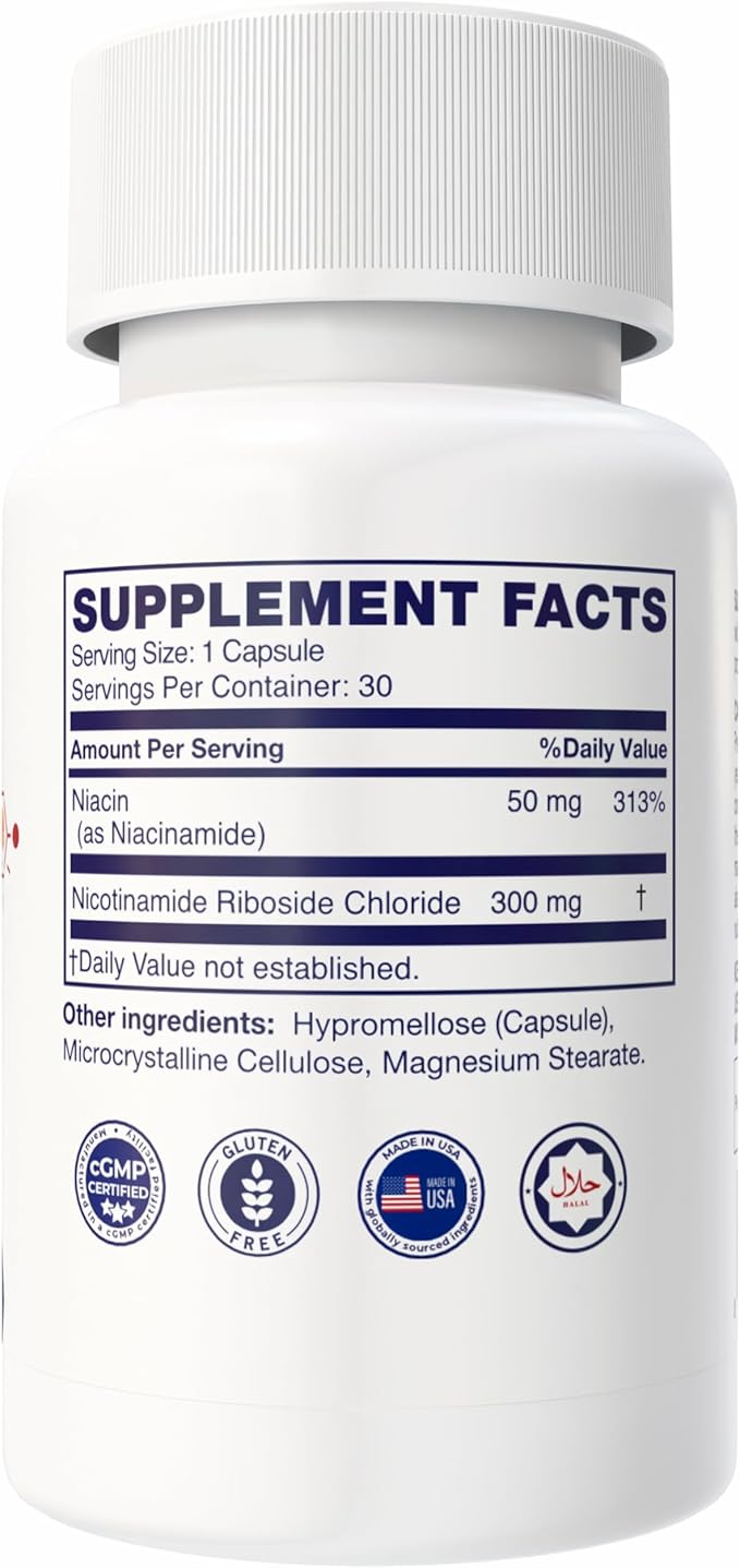NAD+ Boost Pro Supports Cellular Energy Brain &amp Muscle Function 30 Capsules Halal Vegan Gluten-Free Made in USA