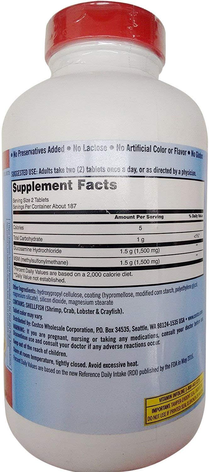 Kirkland Signature Glucosamine HCI (Pack of 2) Extra Strength with MSM (375 Count X 2)