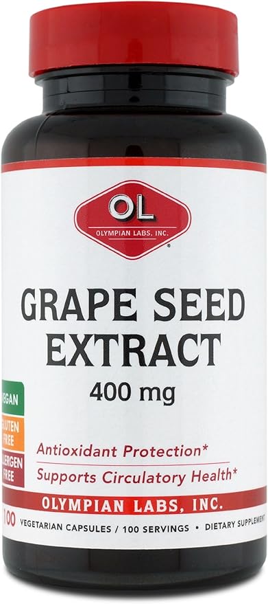 Olympian Labs Grape Seed Extract 400 mg Capsules 100 Count Supporting Heart Health Antioxidant Protection.