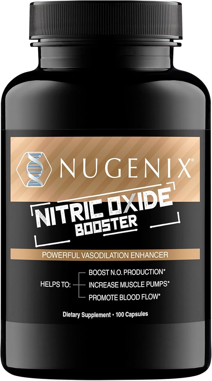 Nugenix Nitric Oxide Booster Supplement - Nitric Oxide Flow L-Arginine L-Citrulline Pine Bark Extract - Vasodilator - 100 Capsules