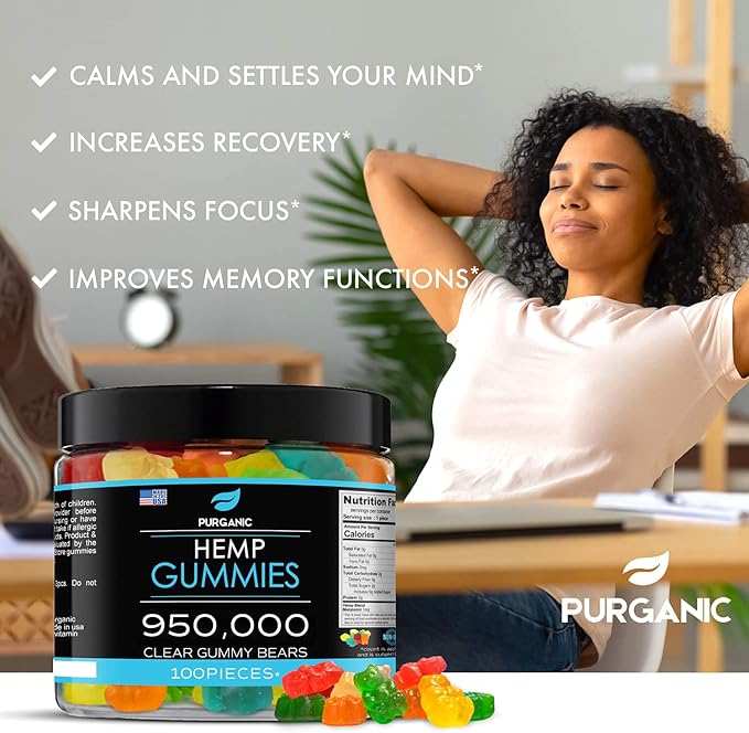 Hemp Gummies – Helps Support Sleep Peace and Relaxation - High Strength and Support All Natural Tasty Fruit Flavors - Made in USA – 100ct