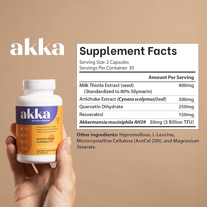 AKKA Premium Liver Cleanse Detox &amp Repair Superbiotic - Supports Liver Health &amp Function Boosts Energy Digestion &amp Metabolism with Bioavailable Pasteurized Akkermansia Non-GMO Gluten-F