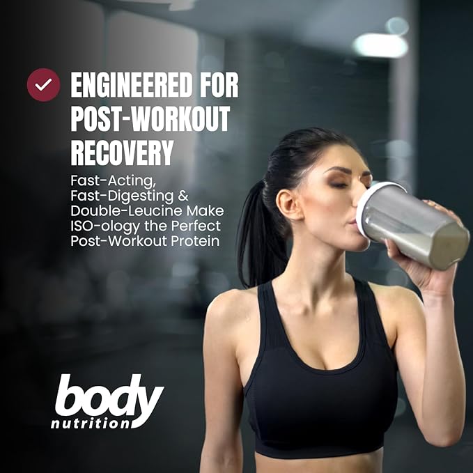 Body Nutrition ISO-Ology Leucine-Enhanced Whey Isolate Protein Powder Post-Workout Recovery Supplement Isolated Grass Fed Whey Cinnabun Flavor 2lb
