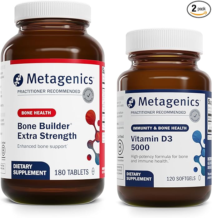 Metagenics Bundle - Bone Builder Extra Strength &amp D3 5000-180 Tablets of Bone Builder* - 120 Softgels of D3 5000 for Immune Support &amp Heart Health*