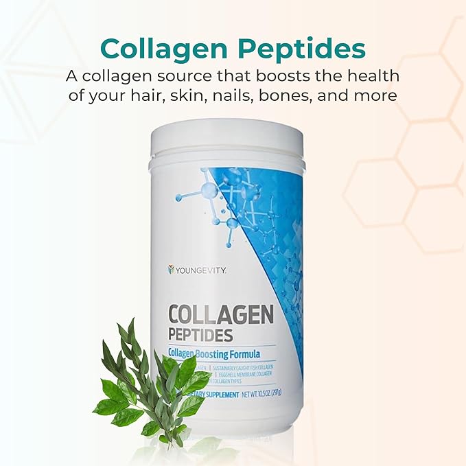 Youngevity Multi-Collagen Peptides Powder with Fulvic Powder – Hydrolyzed Grass-Fed Marine Chicken &amp Eggshell Membrane Collagen – Hair Skin Nails Bone Bone Support – I II III V X – 11.4