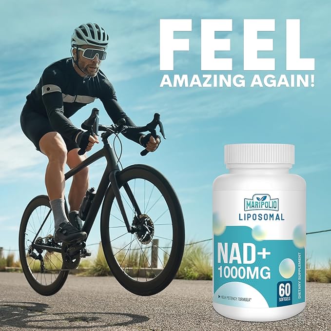 Liposomal NAD+ 1000 mg Supplement | High Bioavailability Liposomal Delivery | Cellular Energy &amp Wellness Support | Pure NAD+ Dietary Supplement for MenWomen 120 Softgels