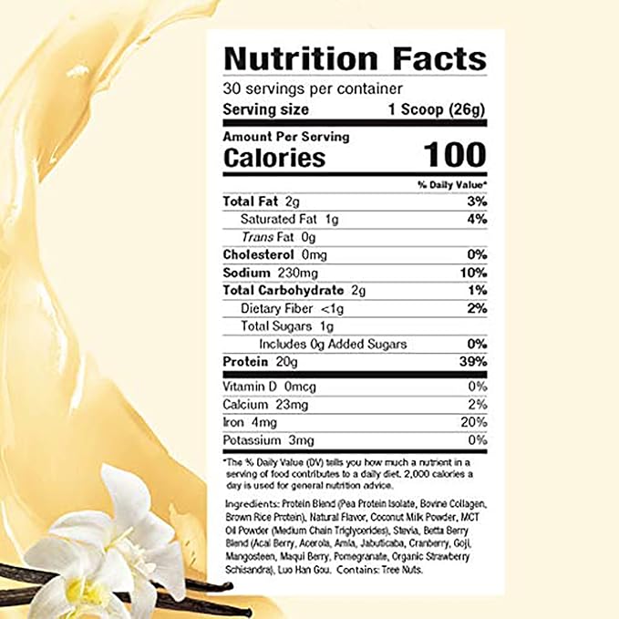 Protein Powder for Women – Dairy Free Meal Replacement Protein Powder Made with Plant &amp Collagen Protein 20 Grams Protein (Dutch Chocolate + Vanilla)