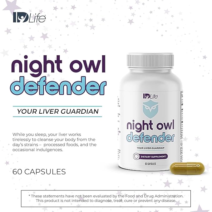 IDLife - Night Owl Defender - Milk Thistle &amp Curcuminoids for Liver Support Defense Against Daily Buildup &amp Nighttime Wellness Boost - 60 Capsules