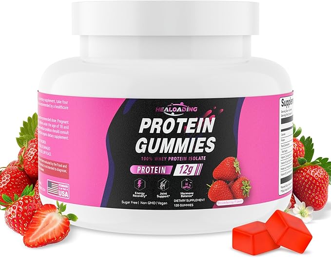Whey Protein Gummies for Adults：12g Whey Protein Isolate Convenient Protein Supplement for Active Lifestyle Immune Support &amp Daily Energy Booster - Gluten-Free Non-GMOs (120 Gummies)
