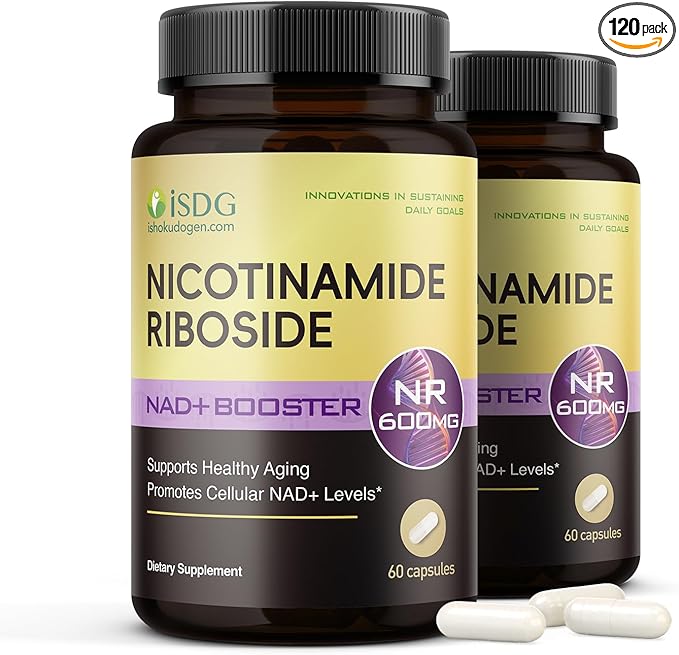 ISDG NAD+ Supplement with Nicotinamide Riboside 600 mg NR Black Pepper Extract - Supports Cellular Energy &amp Repair Vitality Healthy Aging | Max Absorption | 120 Count