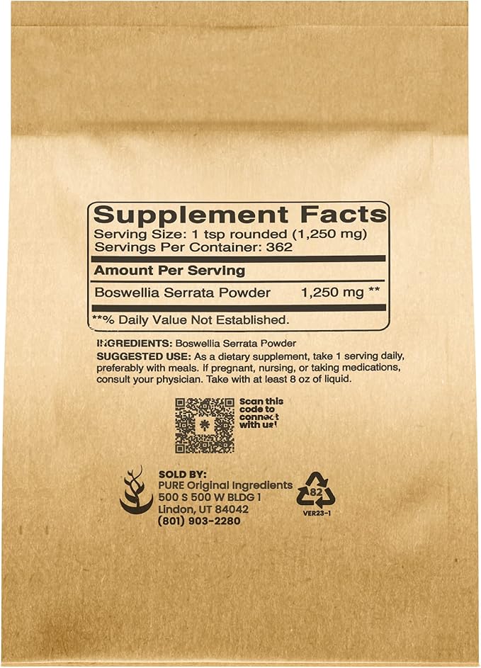 PURE ORIGINAL INGREDIENTS Boswellia Serrata Extract &amp Turmeric Powder Bundle (1lb) Natural Supplements No Preservatives