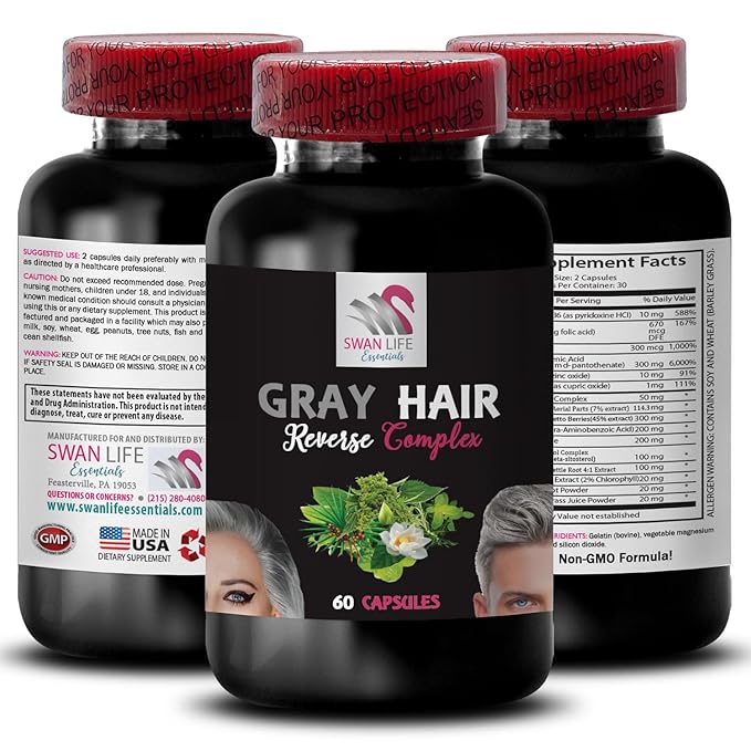 True color - GRAY HAIR REVERSE - Hair color boost Vibrancy restore Color refresh Lively hair Hair brilliance Natural shade Color vitality Hair pigment renewer Fresh tone 3 Bottles 180 Caps