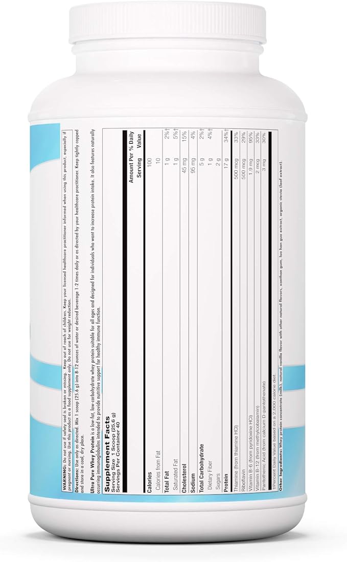 Nutra Biogenesis Ultra Pure Whey Protein - Clean Vanilla Protein Powder for Women and Men Low Sugar Low Carb Pure Whey Shake &amp Smoothie Mix - 2.3 lbs