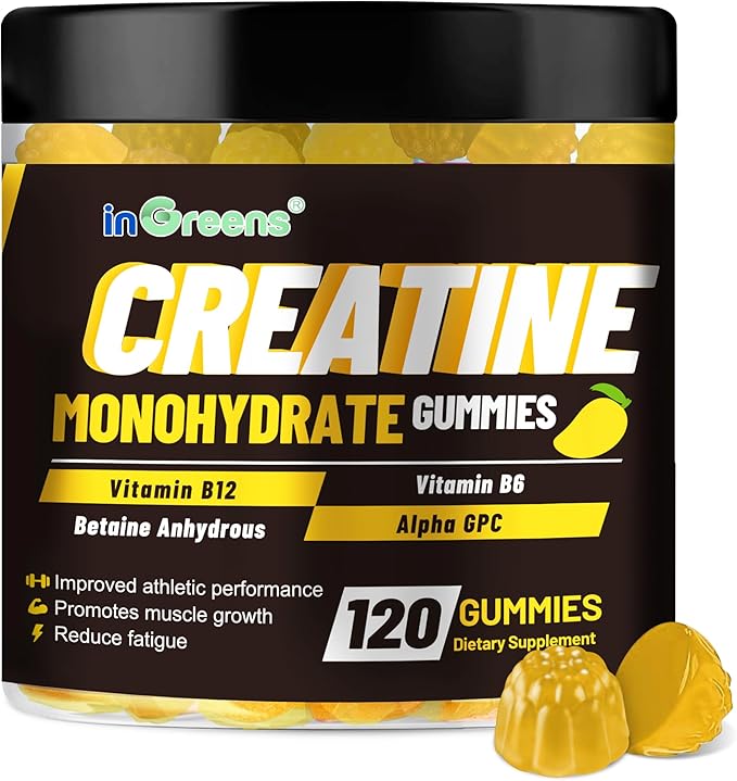 Creatine Monohydrate Gummies 6g for Men &amp Women Potent Creatine Supplement Chewables Creatine for Energy Boost Increase Strength and Build Muscle Gluten-Free Sugar Free120 Count