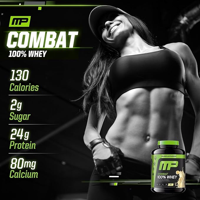 MusclePharm Combat 100% Whey Protein Powder Banana Milk Flavor Fast Recovery &amp Muscle Gain with Whey Protein Isolate High Protein Powder for Women &amp Men Gluten Free 5 lb 70 Servings