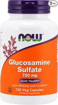 NOW Foods GLUCOSAMINE SULFATE 750 mg 120 Caps (Pack of 2)