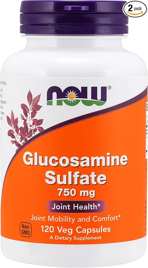 NOW Foods GLUCOSAMINE SULFATE 750 mg 120 Caps (Pack of 2)