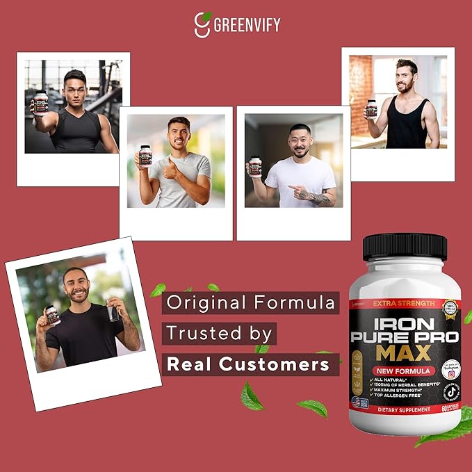 Iron Pure Pro Max Dietary Supplement Organic Maca Root Blend 60 Capsules 30-Day Supply (2)