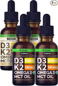 NUSAVA Unflavored D3 K2 Liquid Drops and Vanilla Flavored D3 K2 Liquid Drops Bundle - Potent Liquid Vitamins for Heart Joint Bone Muscle &amp Immune Support - Non-GMO Gluten-Free 2pk Each