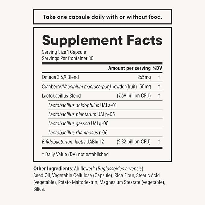 Daily Nouri Probiotics for Women | Vaginal Health + Urinary Tract Support | Vaginal pH &amp Microbiome Balance | 5 Clinically Studied Strains + Cranberry &amp Omega | 60-Day Supply