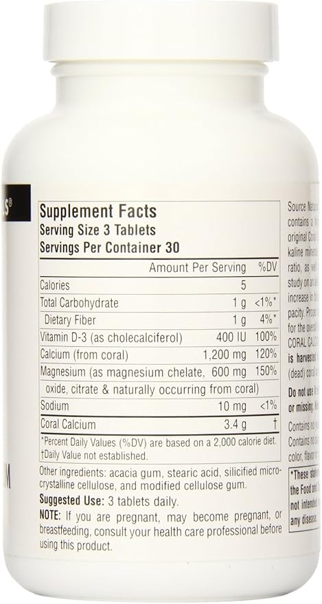 Source Naturals Coral Calcium &amp Magnesium 2:1 Ratio - 90 Tablets