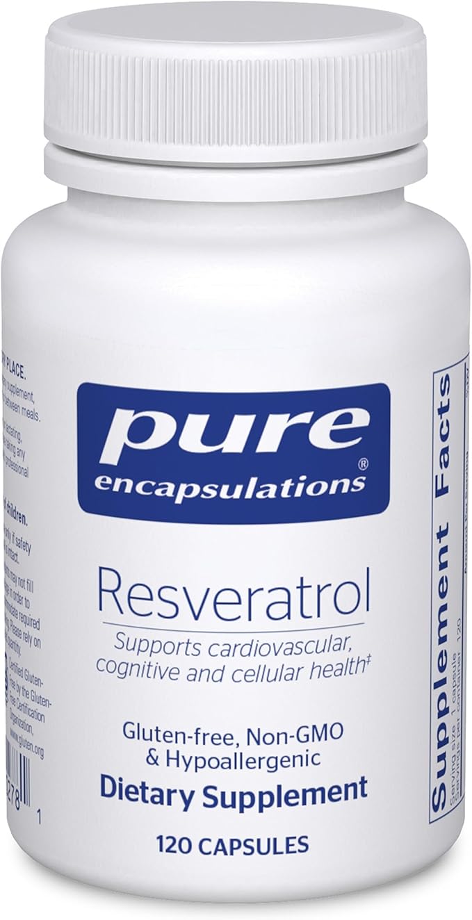 Pure Encapsulations Resveratrol - Cardiovascular Cellular Health &amp Memory Support* - 40 mg Trans-Resveratrol - Antioxidants Supplement - Gluten Free &amp Non-GMO - 120 Capsules