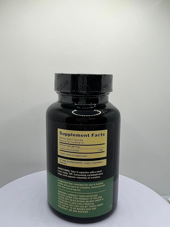 Micronized Creatine Monohydrate Capsules 2.5g 60 Count for Muscle Building Support