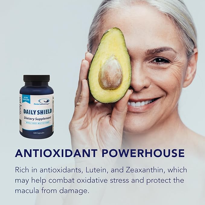 Doctor's Advantage Daily Shield Multivitamin with Green Tea Extract &amp Bilberry | 120 Non-GMO Capsule Antioxidant Supplement to Fight Free Radical Damage &amp Support Immune System