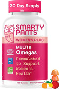 SmartyPants Women's Multivitamin Gummies Omega 3 (DHA/EPA) Methylfolate CoQ10 Vitamin D3 C Vitamin B12 B6 A K &amp Zinc Inositol Gluten Free 120 Count (40 Day Supply)
