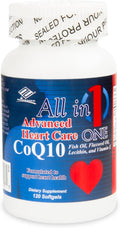 Nu-Health All in One Advanced CoQ10 Supplement | Co Q 10 Supplement with Omega-3 Fish Oil Flaxseed Oil Soy Lecithin &amp Vitamin E | Heart Health Support | 120 Softgels