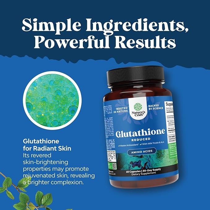 Bundle of Reduced Glutathione Supplement with Milk Thistle - 1000mg per Serving Pure L Glutathione and Multi Collagen Protein Powder - Keto Hydrolyzed Collagen Peptides 45 Servings Hair Skin &amp Nai