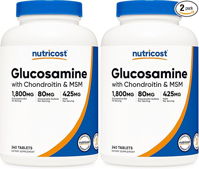 Nutricost Glucosamine 1800mg with Chondroitin &amp MSM 240 Tablets 120 Servings - Non-GMO Gluten Free (Pack of 2)