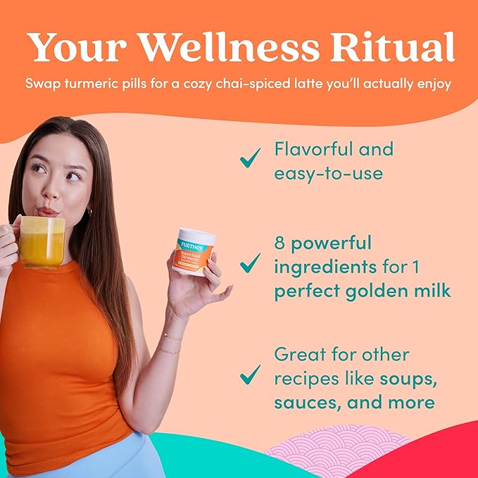 Further Food Superfood Turmeric Root Powder - Maximum Absorption Natural Immune Booster Golden Milk Blend Sugar Free Keto Vegan Non-GMO 6.35 Oz